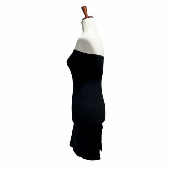 Reformation Strapless Dress XS Extra Small Black Ribbed Knit Mini Bodycon (15) - Picture 4 of 8